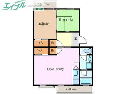 江場ハイツ(2LDK/3階)の間取り写真