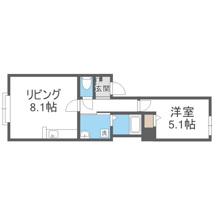 ブランドール(1LDK/1階)の間取り写真