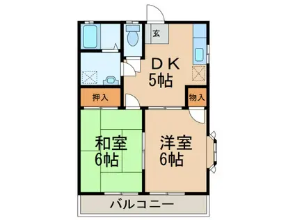 コーポT&Y(2DK/2階)の間取り写真