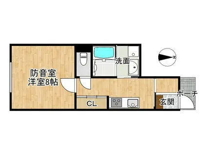 VESSELL堤町(1K/1階)の間取り写真