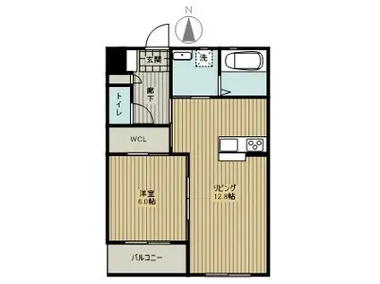 田畑ハイツルシアスII(1LDK/1階)の間取り写真