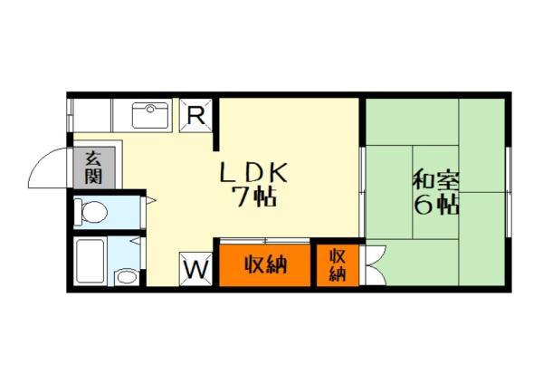 ヴィラ西野(1LDK/1階)の間取り写真