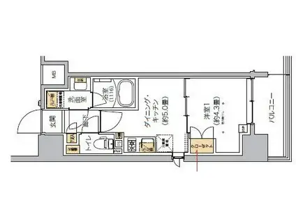 リビオメゾン芝浦(1DK/11階)の間取り写真