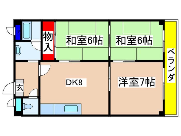 シャトー嵐望I(3DK/2階)の間取り写真