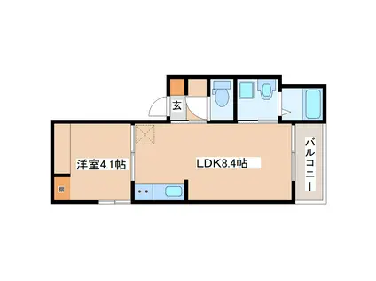 グロウランス薬師堂II(1LDK/1階)の間取り写真