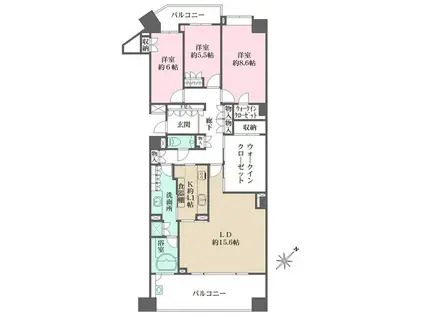フォレスト東山パークハウスD棟(3LDK/4階)の間取り写真