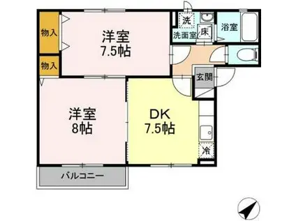アレグレッス A棟(2DK/2階)の間取り写真