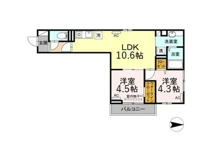 ラリュール小茂根(2LDK/2階)の間取り写真