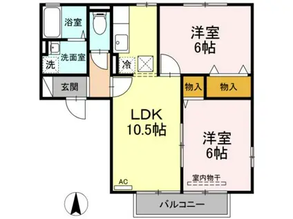 グリーンコートB(2LDK/1階)の間取り写真