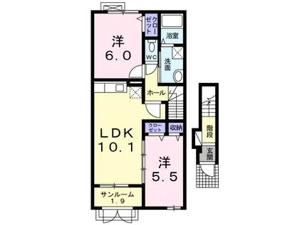 オルフェア ガーデン(2LDK/2階)の間取り写真