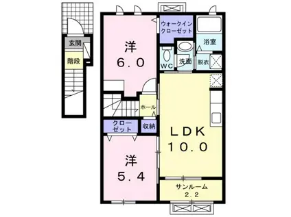 ルミエール(2LDK/2階)の間取り写真