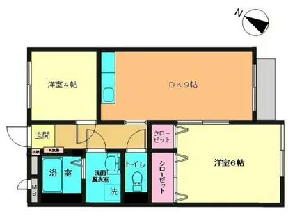 リブ鶴ヶ峰(2DK/1階)の間取り写真