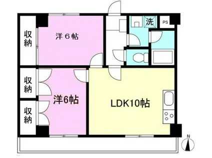 ヴィーブル向ヶ丘(2LDK/3階)の間取り写真