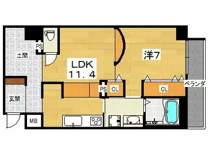 SHALOM HIRAKATA(ワンルーム/1階)の間取り写真