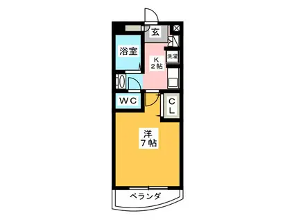 アネックスII(1K/4階)の間取り写真