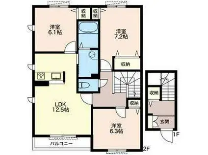 アンビエラB(3LDK/2階)の間取り写真