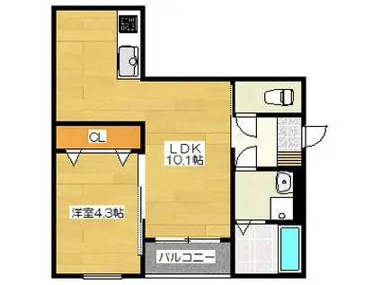紫2丁目AP(1LDK/1階)の間取り写真