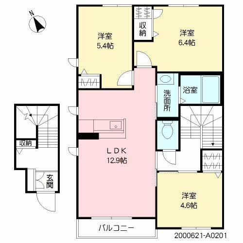 パストラル久留米 A(3LDK/2階)の間取り写真