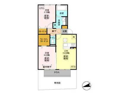 ＪＲ久留里線 祇園駅(千葉) 徒歩9分 3階建 築9年(2LDK/1階)の間取り写真