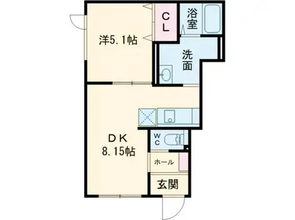 レトア大町(1DK/1階)の間取り写真