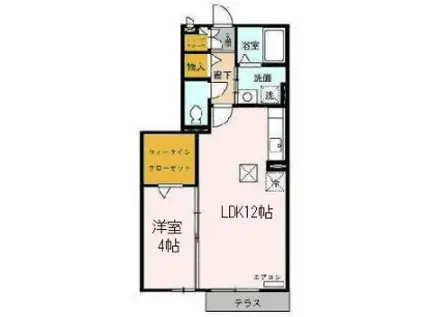 長久手ハイツ A(1LDK/1階)の間取り写真