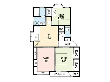 ヴェルテスサカイ(3DK/1階)の間取り写真