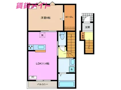 S・COURT(1LDK/2階)の間取り写真