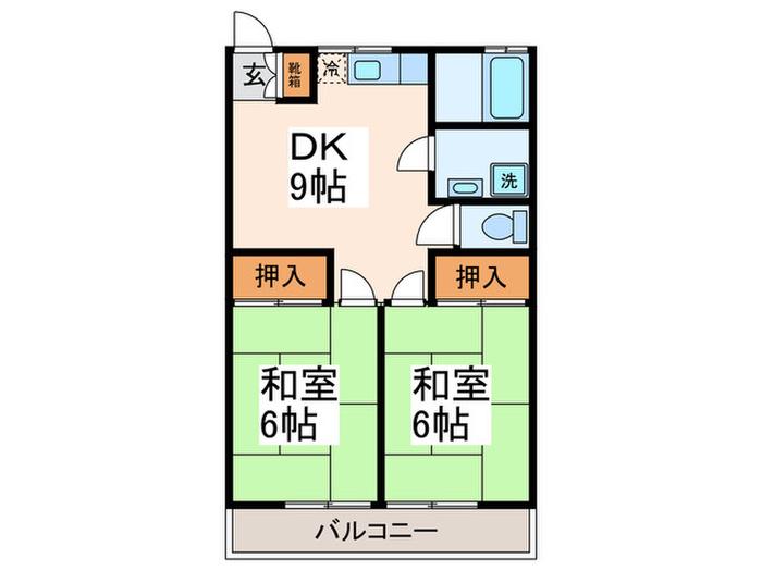 サンライズ横浜(2DK/2階)の間取り写真