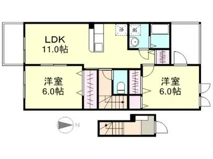 サンシャイン羽島 B(2LDK/2階)の間取り写真