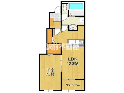 ヒカルサ鳥栖今泉サウス(1LDK/1階)の間取り写真