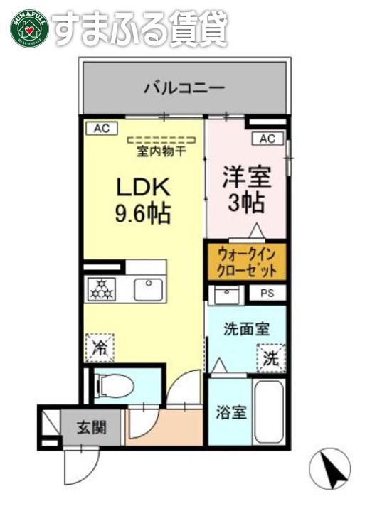 ルナジア(1LDK/3階)の間取り写真