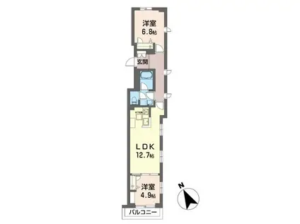 アリスティオ(2LDK/1階)の間取り写真