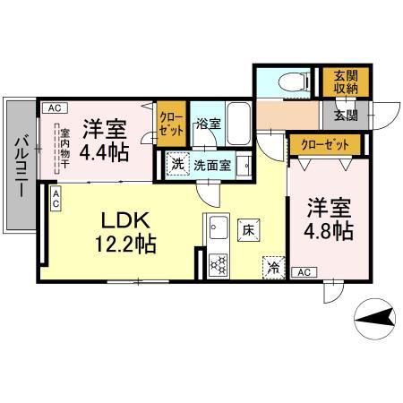 セレスティア六町IV(2LDK/1階)の間取り写真