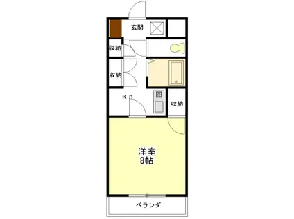 シャンテシノハラ I・II(1K/1階)の間取り写真