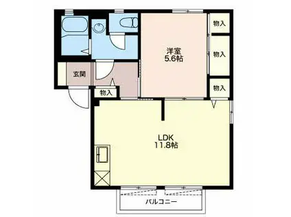 パストラルイイダB(1LDK/2階)の間取り写真