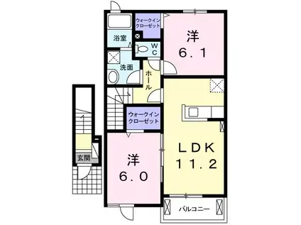 ベアヴァレ-B(2LDK/2階)の間取り写真