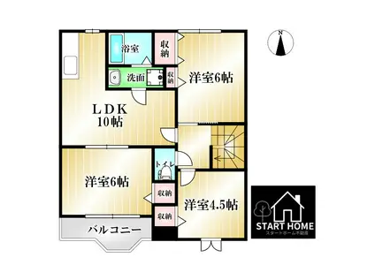 ビレッジあい D(3LDK/2階)の間取り写真