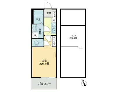 スカイ飛田給(1K/2階)の間取り写真