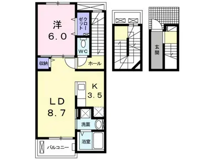 プレジール冨士(1LDK/3階)の間取り写真