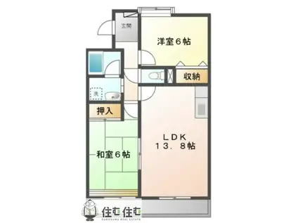 愛知環状鉄道 三河豊田駅 徒歩8分 4階建 築32年(2LDK/2階)の間取り写真