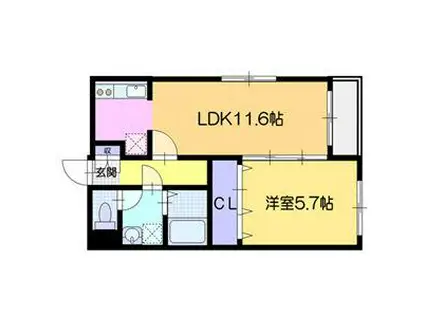 R-FREEイクテンド(1LDK/3階)の間取り写真