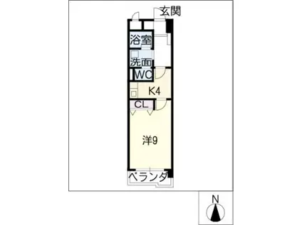 カスティーヌ前津(1K/2階)の間取り写真