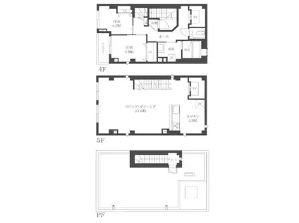 千駄木3丁目M(2LDK/4階)の間取り写真