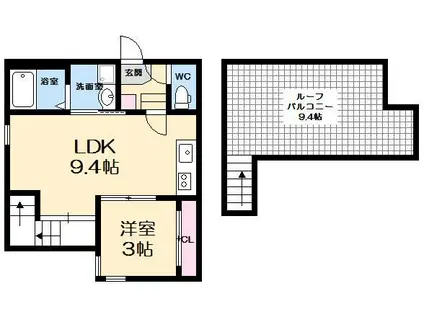 GRANDTIC VILLETTA N(1LDK/1階)の間取り写真