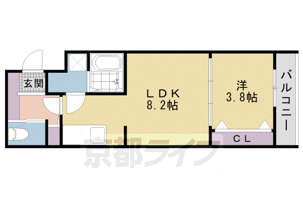 MJC京都西大路II(1LDK/1階)の間取り写真