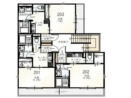 レネットメルル小柳町(1K/2階)の間取り写真