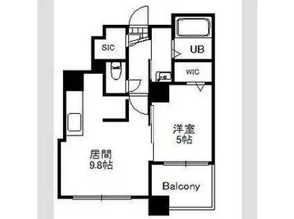 S-FORT北大前(1LDK/13階)の間取り写真