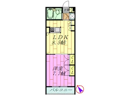 ユタカローズガーデンA12番館(1LDK/3階)の間取り写真