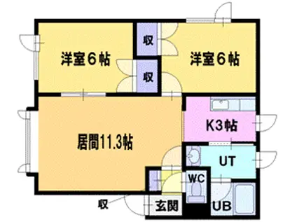 サンブライト清田(2LDK/2階)の間取り写真