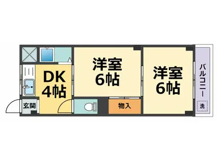 浜甲シーサイドマンション(2DK/3階)の間取り写真